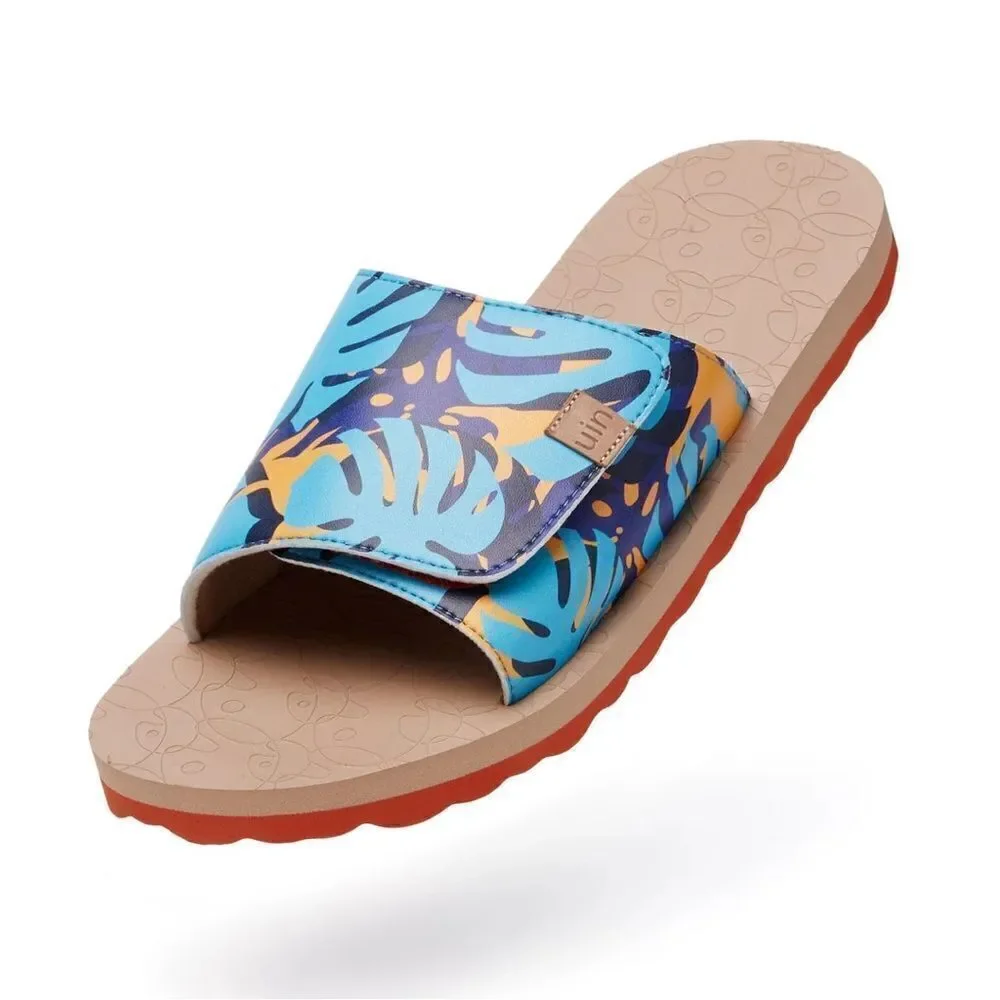 UIN Men's Flip Flops Beach Summer Slippers Non Slip (Turtleback Leaf Blanes III)